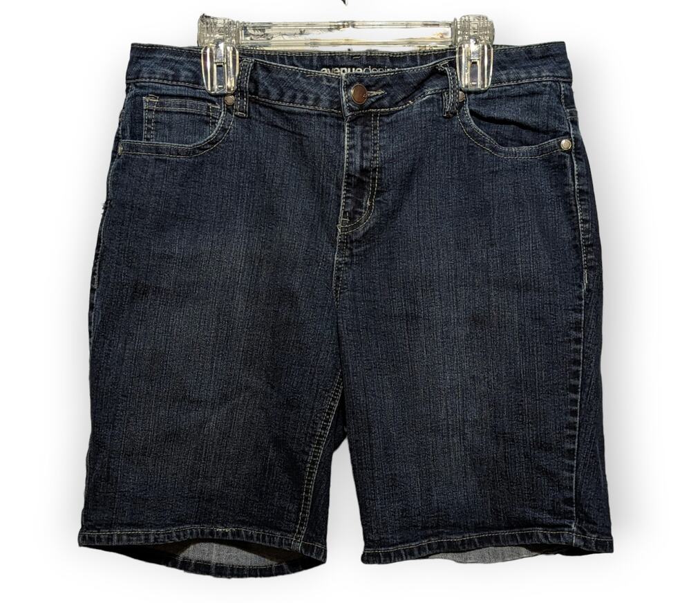 Avenue Denim Plus Size Womens Dark Wash Jean Bermuda Shorts 16